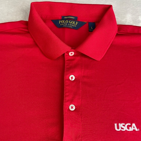 Polo Golf Ralph Lauren Mens Performance Golf Polo Shirt USGA Logo Sz Large Red - Picture 4 of 9